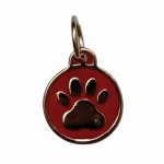 ROJA Placas identificación para mascotas perros gatos acero anti-pérdida mascotas color rojo