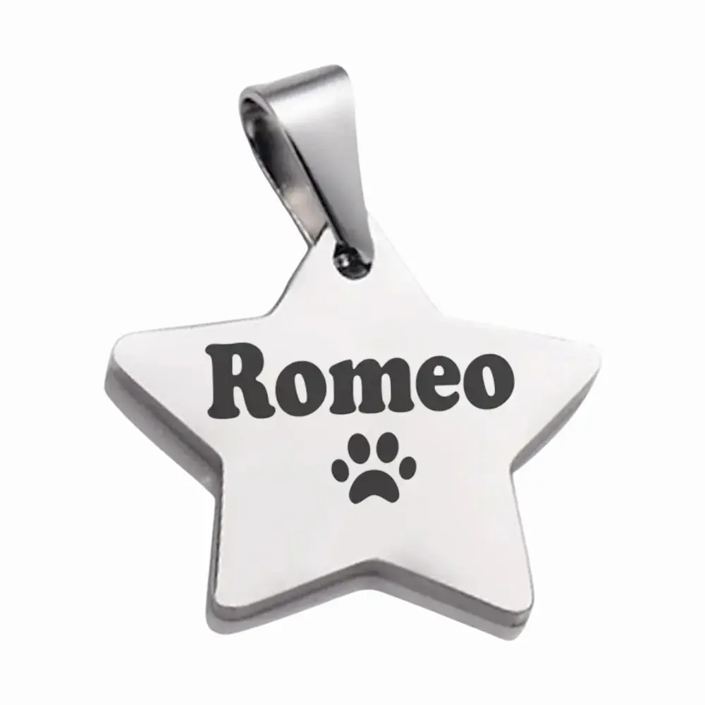 ROMEO Placas identificación para mascotas perros gatos acero anti-pérdida mascotas