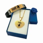 blanco Juego Pulsera y Collar Personalizado