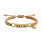 blanco03 Manilla Pulsera tejida placa en acero grabada láser