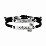 blanco04 Manilla Pulsera tejida negra placa en acero grabada láser