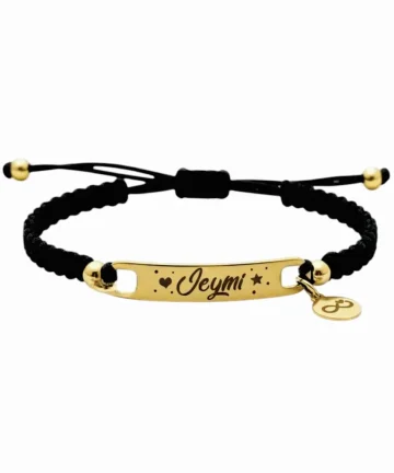 Manilla Pulsera tejida placa en acero grabada láser