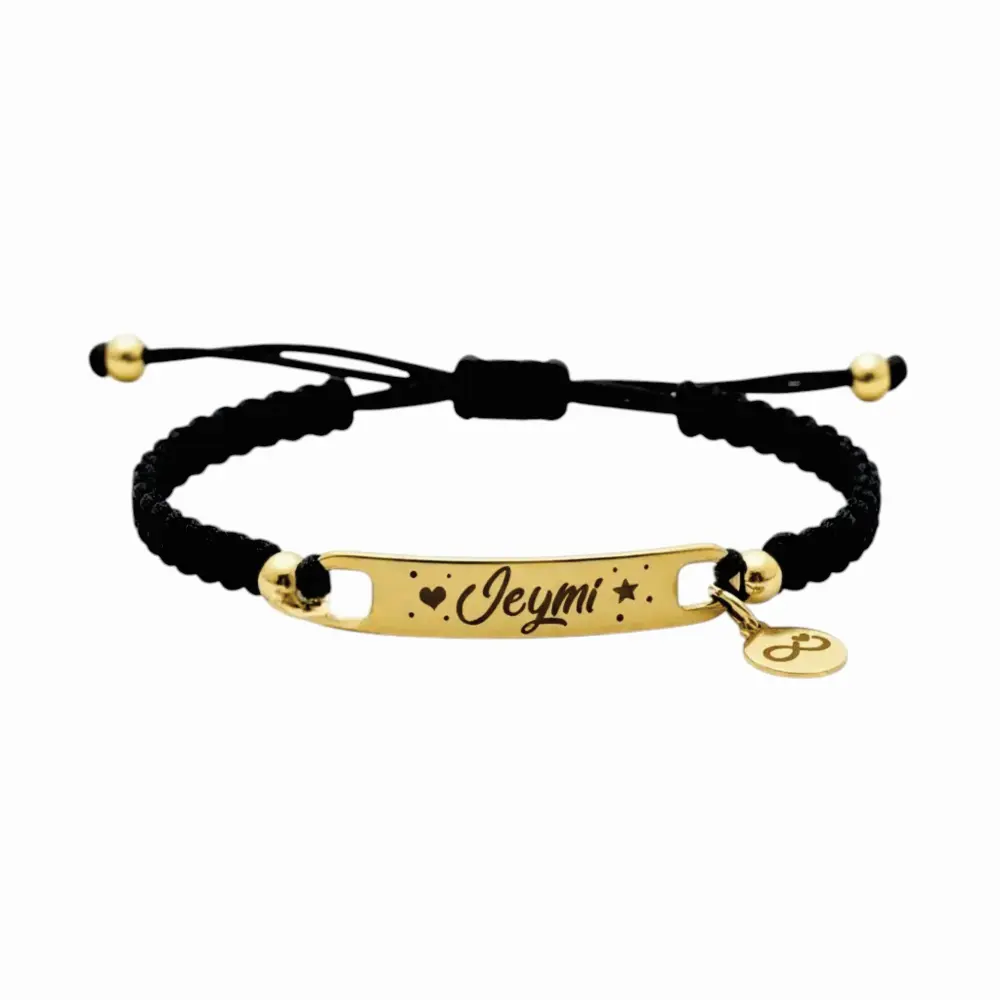 blanco05 Manilla Pulsera tejida placa en acero grabada láser