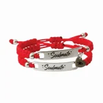 blanco06 juego Manilla Pulsera tejida placa en acero grabada láser