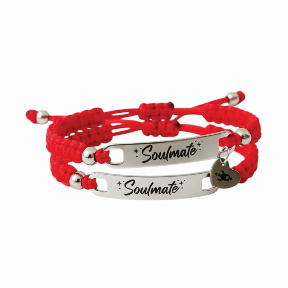 blanco06 juego Manilla Pulsera tejida placa en acero grabada láser