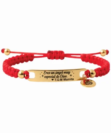 Manilla Pulsera tejida placa en acero grabada láser