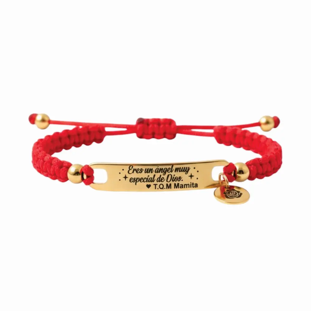 blanco07 Manilla Pulsera tejida placa en acero grabada láser