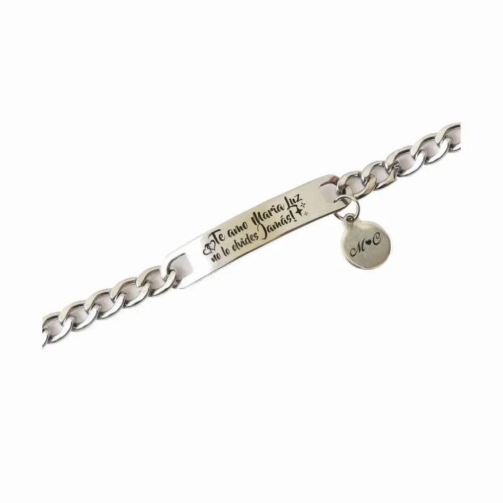 esclava01 Manilla acero inoxidable personalizada grabada en láser