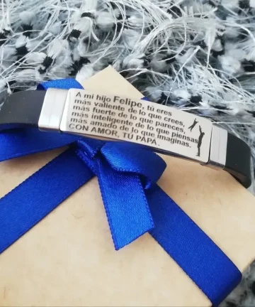 Manilla acero inoxidable personalizada grabada en láser