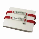 roja Manilla Pulsera tejida rojas placa en acero grabada láser