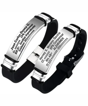 Manilla identificación color Negro, grabada con tus datos personales en Distribuciones Santander